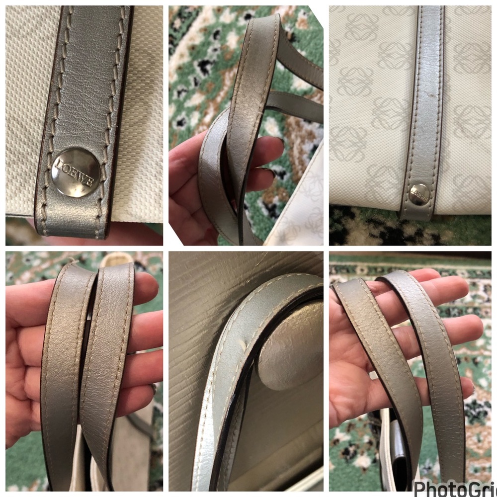 Loewe AUTHENTIC 2007 Anagram White Metallic Silver PVC Shopping Tote Bag - Picture 8 of 16
